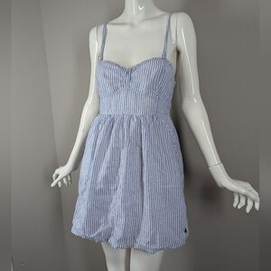 Abercrombie & Fitch Blue White Stripe Sundress Cotton Preppy Summer Dress M